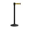 Montour Line Retractable Belt Barrier Stanchion, 2in Black Post  9' Auth...Belt M530-BK-AUTHYB-90